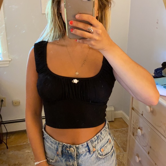 Verge girl black crop top with rouched front - Picture 2 of 4